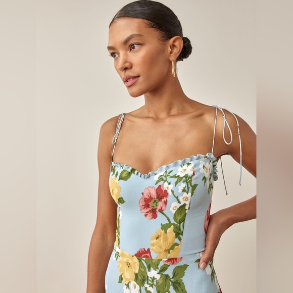 NWT Reformation Blue Floral Enya Midi Dress 8 - Picture 3 of 11